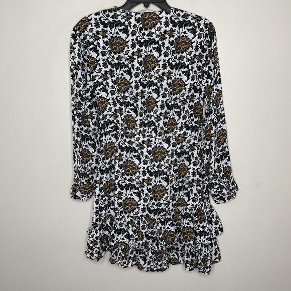 SANDRO Dami Dress Women 38 Medium Floral Ruffle Mini Wrap Viscose - Picture 6 of 11